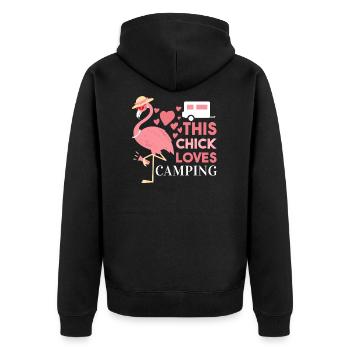 Funny Flamingo Camping This Chick loves Camping - Unisex Premium Organic Zip Hoodie - black - Back - Nico (187cm)