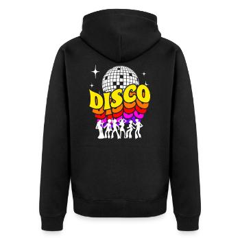Disco 70s retro shirt - Unisex Premium Organic Zip Hoodie - black - Back - Nico (187cm)