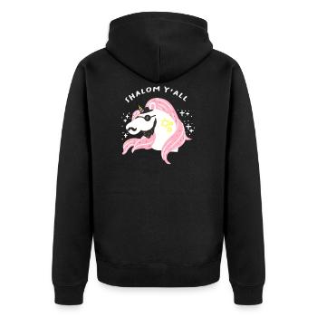 Shalom yall - Jewish Jew Jewnicorn Unicorn Judaism - Unisex Premium Organic Zip Hoodie - black - Back - Nico (187cm)