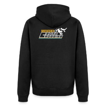 id rather be moto crossing - Unisex Premium Organic Zip Hoodie - black - Back - Nico (187cm)