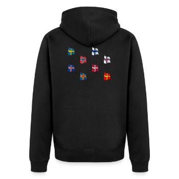 Flaggen Skandinavien - Unisex Premium Bio Zip Hoodie - Schwarz - Hinten - Nico (187cm)