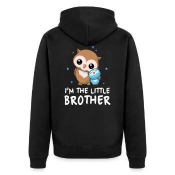 Je suis le petit frère - Petit frère Chouette mignonne - Veste à capuche bio Premium Unisexe - noir - Dos - Nico (187cm)