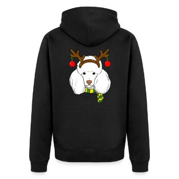 Pudel Xmas Rentier Hörner Hund Liebhaber Weihnachten - Unisex Premium Bio Zip Hoodie - Schwarz - Hinten - Nico (187cm)