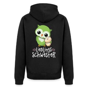 Lieblingsschwester - Beste Schwester Geschwister - Unisex Premium Bio Zip Hoodie - Schwarz - Hinten - Nico (187cm)