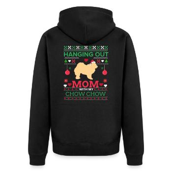 Chowchow hässliche Weihnachten Pullover Xmas Geschenk - Unisex Premium Bio Zip Hoodie - Schwarz - Hinten - Nico (187cm)