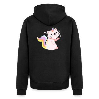 Caticorn Magical Unicorn Cat Kitty Sweet - Unisex Premium Organic Zip Hoodie - black - Back - Nico (187cm)
