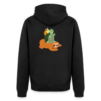 Slug Turtle Sloth Schildkröten Sea Reptil Schildkröte - Unisex Premium Bio Zip Hoodie - Schwarz - Hinten - Nico (187cm)
