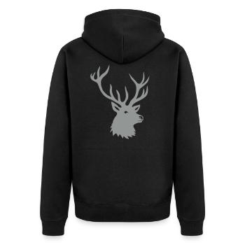 hirsch geweih hirschkopf stag night brunft buck - Unisex Premium Bio Zip Hoodie - Schwarz - Hinten - Nico (187cm)