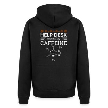 Help Desk Powered by caffeine Support Hotline PC - Unisex Premium Bio Zip Hoodie - Schwarz - Hinten - Nico (187cm)