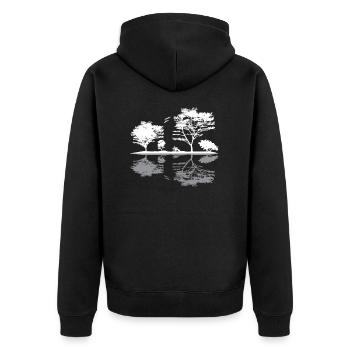 Natur - Unisex Premium Bio Zip Hoodie - Schwarz - Hinten - Nico (187cm)