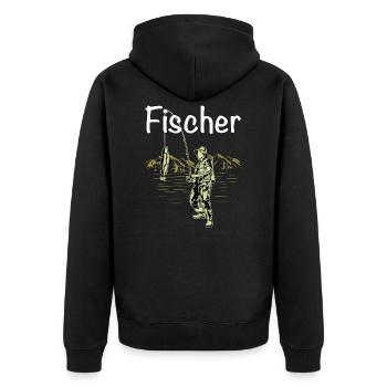 fishermen fishing - Unisex Premium Organic Zip Hoodie - black - Back - Nico (187cm)