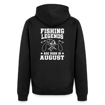 Fishing Legends August Fisherman Fish Angler Rod - Unisex Premium Organic Zip Hoodie - black - Back - Nico (187cm)