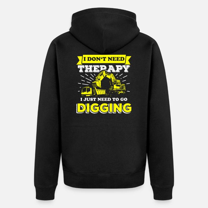 Bauarbeiter Bagger - Unisex Premium Bio Zip Hoodie - Schwarz