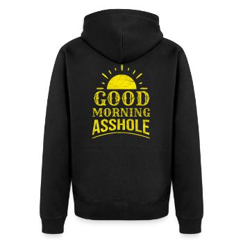 Asshole Sarcasm Sarcastic Provocation Cheeky Gift - Unisex Premium Organic Zip Hoodie - black - Back - Nico (187cm)