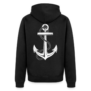 ANKER - Unisex Premium Bio Zip Hoodie - Schwarz - Hinten - Nico (187cm)