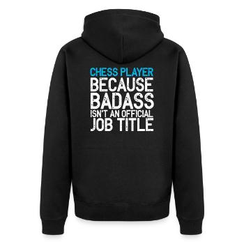 chess - Unisex Premium Organic Zip Hoodie - black - Back - Nico (187cm)