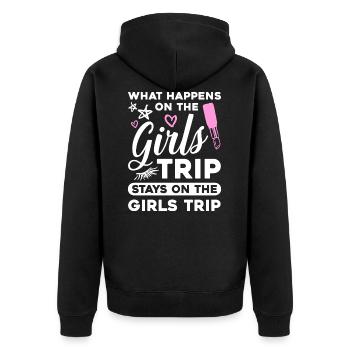 Que se passe-t-il lors du voyage entre filles sur ... - Veste à capuche bio Premium Unisexe - noir - Dos - Nico (187cm)
