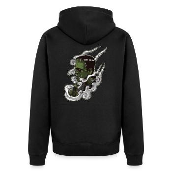 Vaping Monster Illustration | Horror Vape - Unisex Premium Bio Zip Hoodie - Schwarz - Hinten - Nico (187cm)