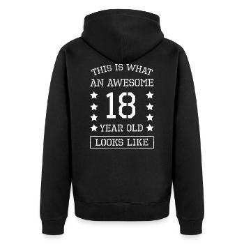 18ème anniversaire - Veste à capuche bio Premium Unisexe - noir - Dos - Nico (187cm)