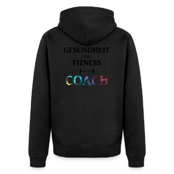 Gesundheit und Fitness Coach - Funny Sport Shirts - Unisex Premium Bio Zip Hoodie - Schwarz - Hinten - Nico (187cm)