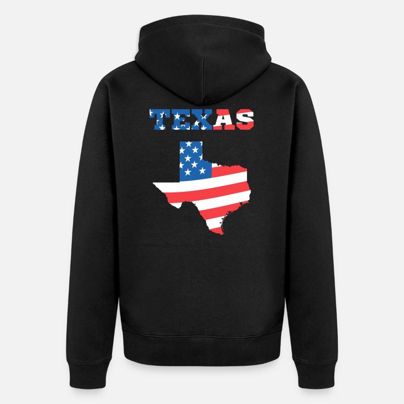 Texas USA drapeau drapeau - Veste à capuche bio Premium Unisexe - noir