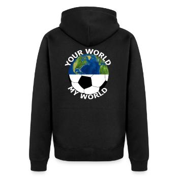 Fussball - Unisex Premium Bio Zip Hoodie - Schwarz - Hinten - Nico (187cm)