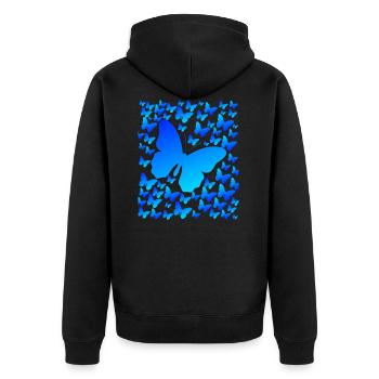 Schmetterling Butterfly - Unisex Premium Bio Zip Hoodie - Schwarz - Hinten - Nico (187cm)