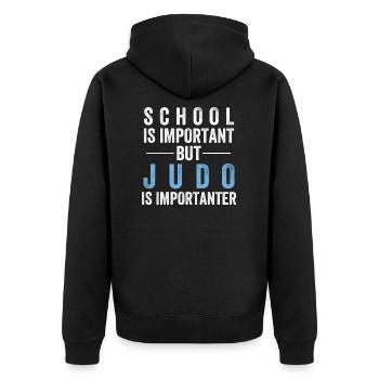 Judo - Unisex Premium Bio Zip Hoodie - Schwarz - Hinten - Nico (187cm)