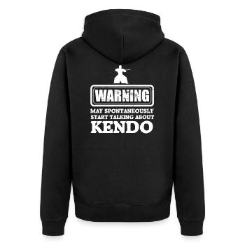 Kendo - Unisex Premium Organic Zip Hoodie - black - Back - Nico (187cm)