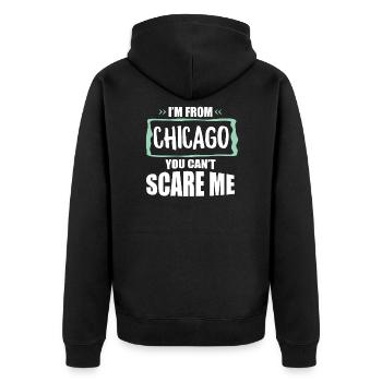 Chicago Illinois - Unisex Premium Bio Zip Hoodie - Schwarz - Hinten - Nico (187cm)