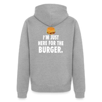 Burger - Unisex Premium Bio Zip Hoodie - Grau meliert - Hinten - Nico (187cm)