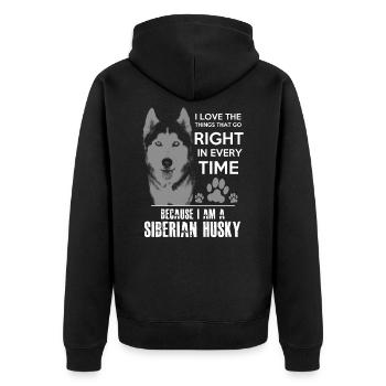 Siberian Husky - Unisex Premium Bio Zip Hoodie - Schwarz - Hinten - Nico (187cm)