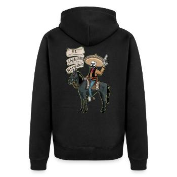 El Caballero de la muerte - Unisex Premium Bio Zip Hoodie - Schwarz - Hinten - Nico (187cm)