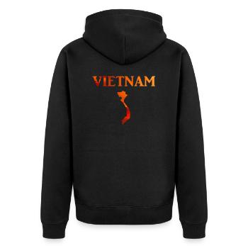 Vietnam with Big Map in Evening Sun Country Tshirt - Unisex Premium Organic Zip Hoodie - black - Back - Nico (187cm)