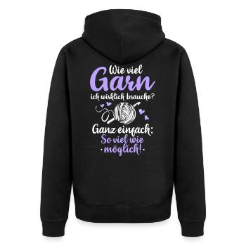 Häkeln Häkelnadel Garn Geschenk Häklerin - Unisex Premium Bio Zip Hoodie - Schwarz - Hinten - Nico (187cm)