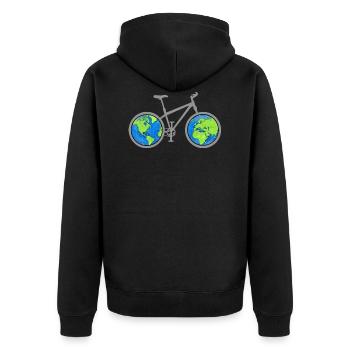 Le tour du monde en vélo - Veste à capuche bio Premium Unisexe - noir - Dos - Nico (187cm)