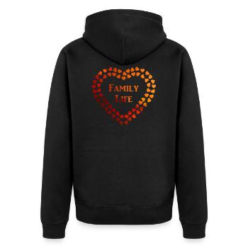 Love Family Life at Evening Sun Family and Friends - Unisex Premium Organic Zip Hoodie - black - Back - Nico (187cm)