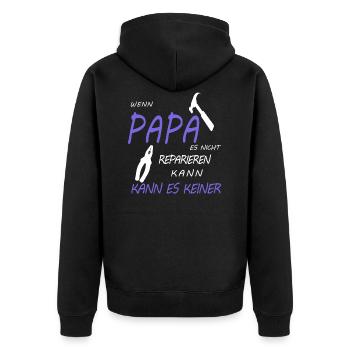 father - Unisex Premium Organic Zip Hoodie - black - Back - Nico (187cm)