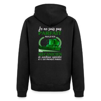 Mécanicien Shirt • Machines agricoles Cadeau - Veste à capuche bio Premium Unisexe - noir - Dos - Nico (187cm)