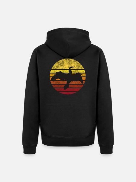 Kormoran im Sonnenuntergang - Unisex Premium Bio Zip Hoodie - Schwarz