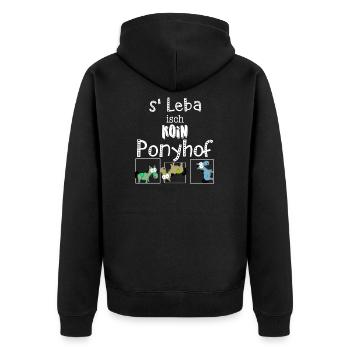 schwäbisch dialekt - s leba isch koin Ponyhof - Unisex Premium Bio Zip Hoodie - Schwarz - Hinten - Nico (187cm)