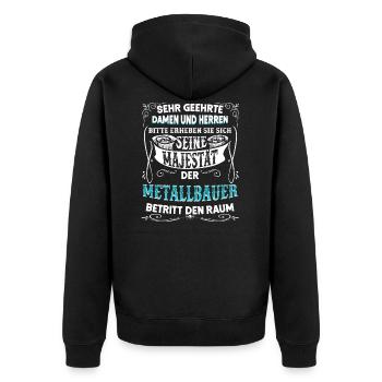 Metallbauer Metaller Metall Metallbau Geschenk - Unisex Premium Bio Zip Hoodie - Schwarz - Hinten - Nico (187cm)