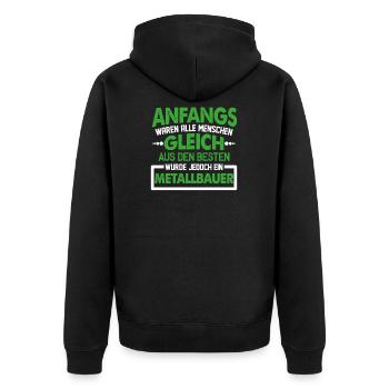 Metallbauer Metaller Metall Metallbau Geschenk - Unisex Premium Bio Zip Hoodie - Schwarz - Hinten - Nico (187cm)