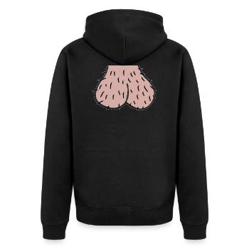 Sackgesicht Hoden Eier JGA witzig Geschenk Männer - Unisex Premium Bio Zip Hoodie - Schwarz - Hinten - Nico (187cm)