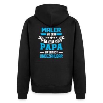 Maler Malerei Papa Vater Farbe Lackierer Malerin - Unisex Premium Bio Zip Hoodie - Schwarz - Hinten - Nico (187cm)