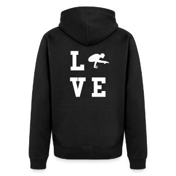 Turner turnen Gymnastik Turnsport Yoga Akrobatik - Unisex Premium Bio Zip Hoodie - Schwarz - Hinten - Nico (187cm)
