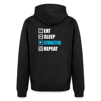 Turner turnen Gymnastik Turnsport Yoga Akrobatik - Unisex Premium Bio Zip Hoodie - Schwarz - Hinten - Nico (187cm)