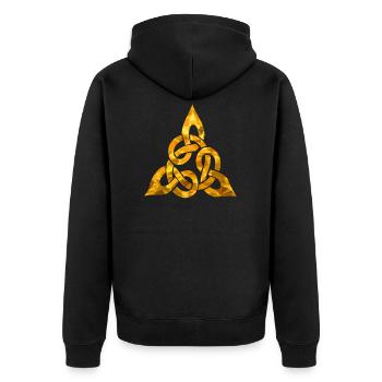Keltischer Knoten - Unisex Premium Bio Zip Hoodie - Schwarz - Hinten - Nico (187cm)