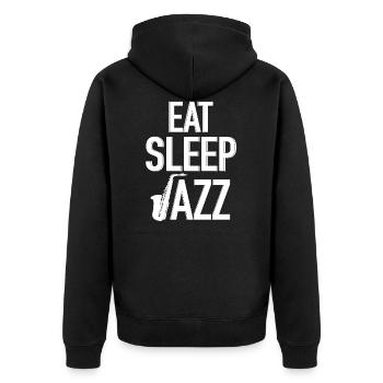 jazz - Unisex Premium Organic Zip Hoodie - black - Back - Nico (187cm)