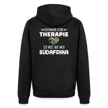 Südafrika - Unisex Premium Bio Zip Hoodie - Schwarz - Hinten - Nico (187cm)